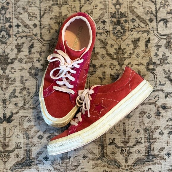 Converse Sneakers Kids Size 5 Red Pink Suede One Star Ox GS 'Enamel Red' 261791C - Picture 10 of 10
